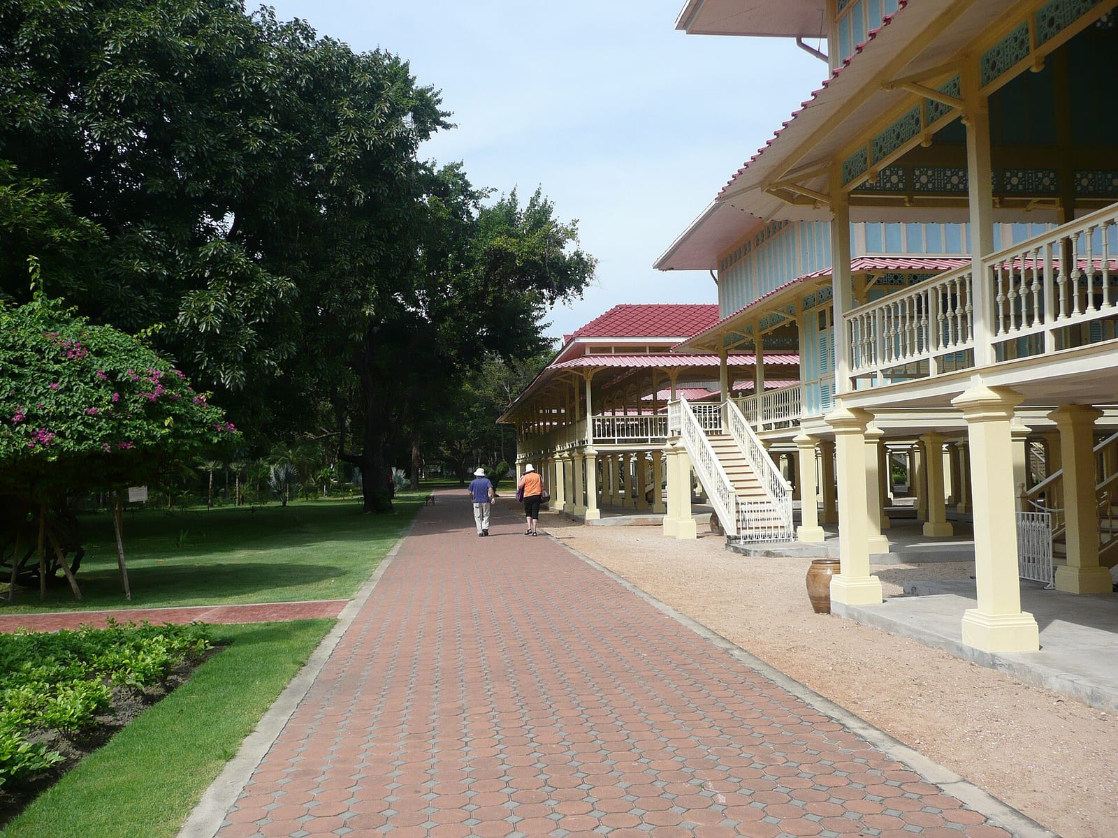 Golden teak pavilions and raised walkways of Maruekhathaiyawan Palace