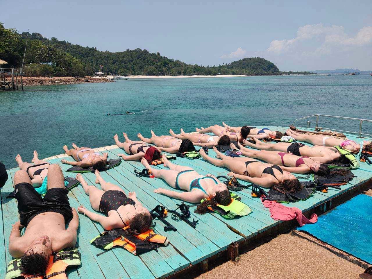 Lazy afternoons on the sea raft