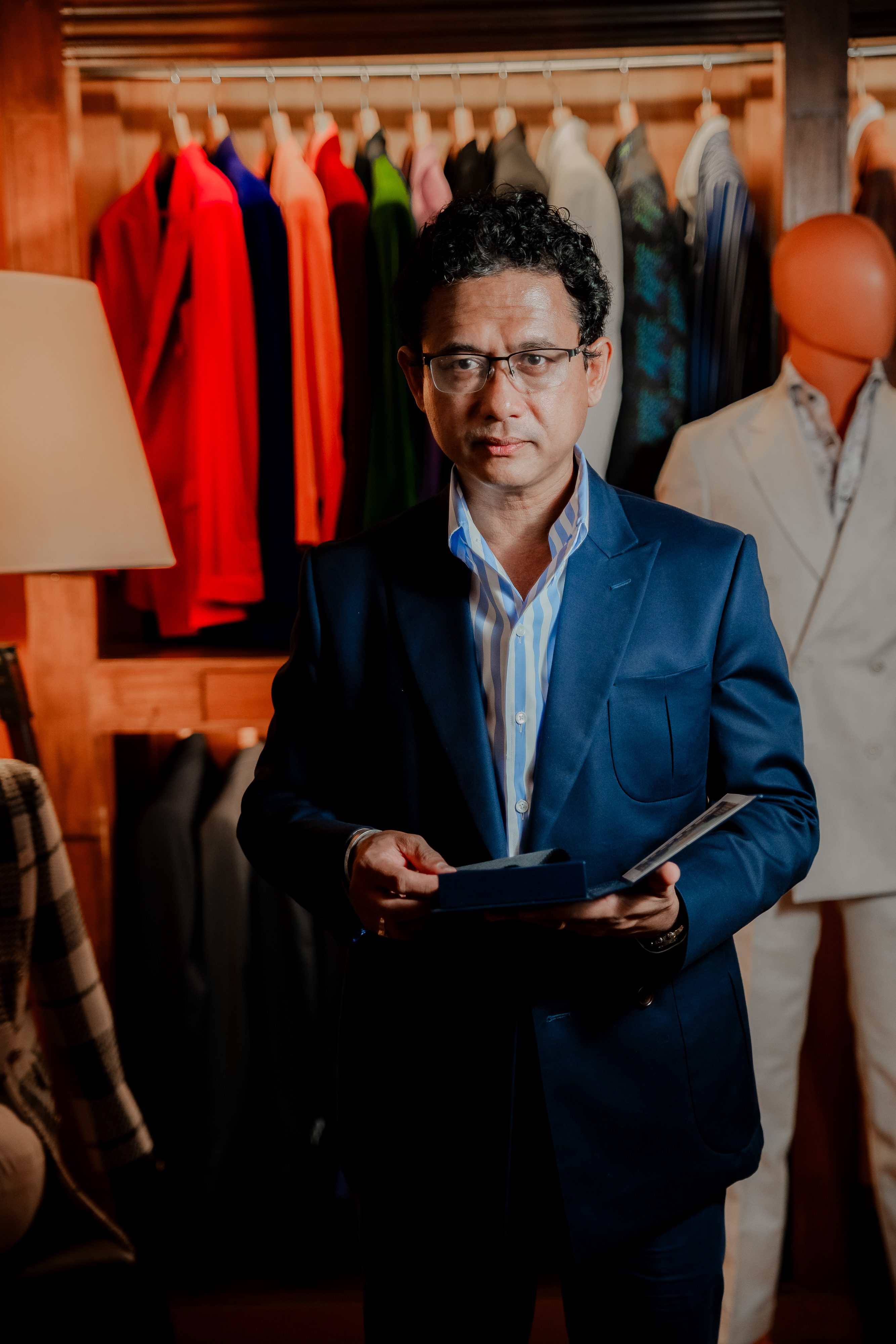 Mike with premium fabric selection